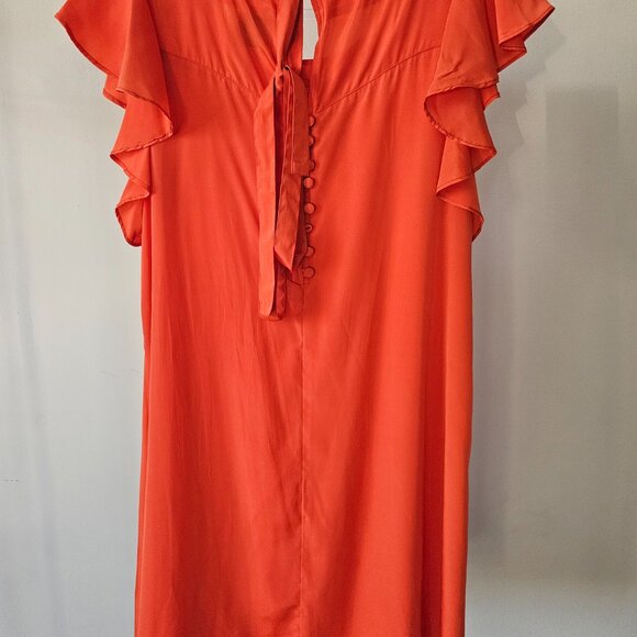 Madison by Shoedazzle Burnt Orange Flare Sleeve Faux Babydoll Blouse (w/Belt) - Picture 3 of 8